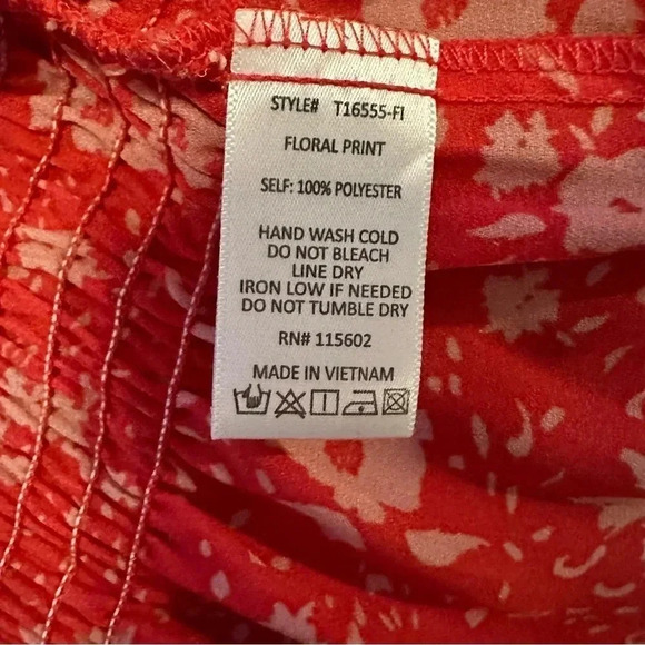 Lush red floral tank top cinch waist size L - Picture 7 of 7